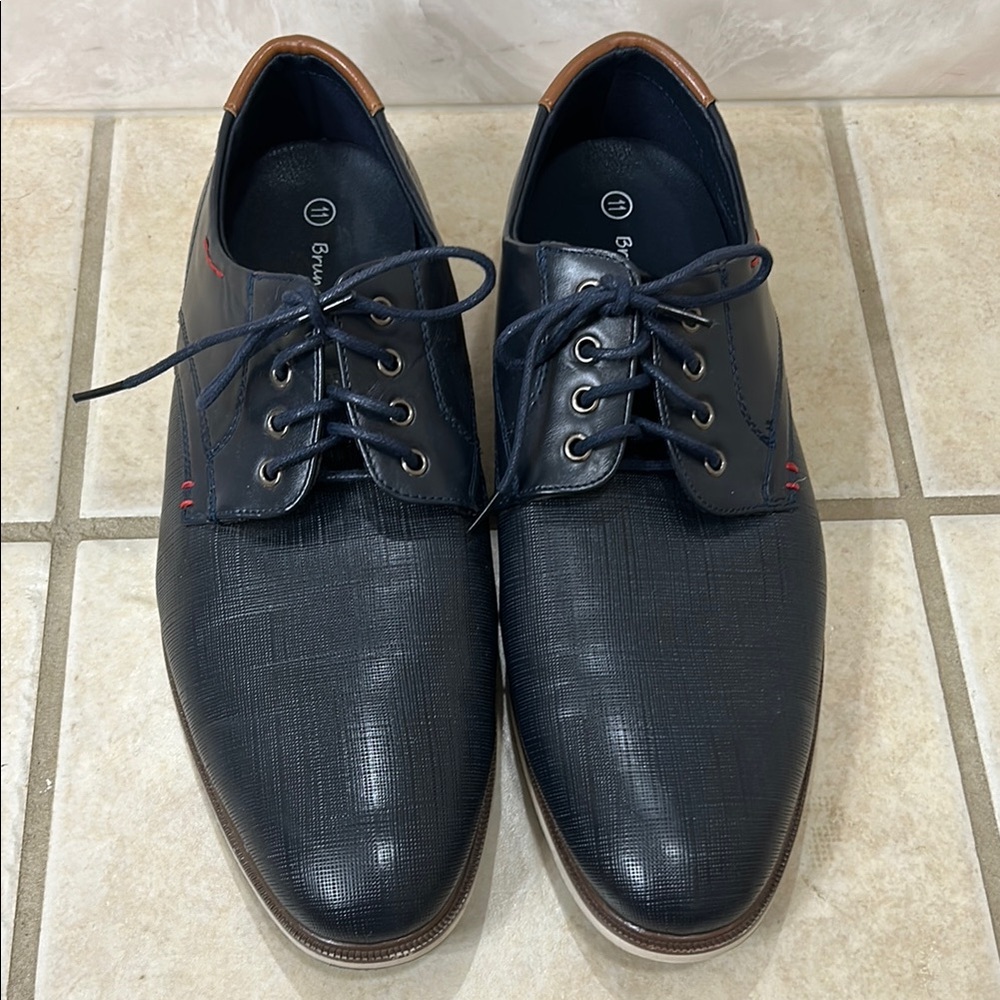Bruno Marc Men's Dark Blue Oxfords